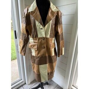 Donna Lepure Vintage Leather Coat Women’s XL Patchwork  VTG Jacket